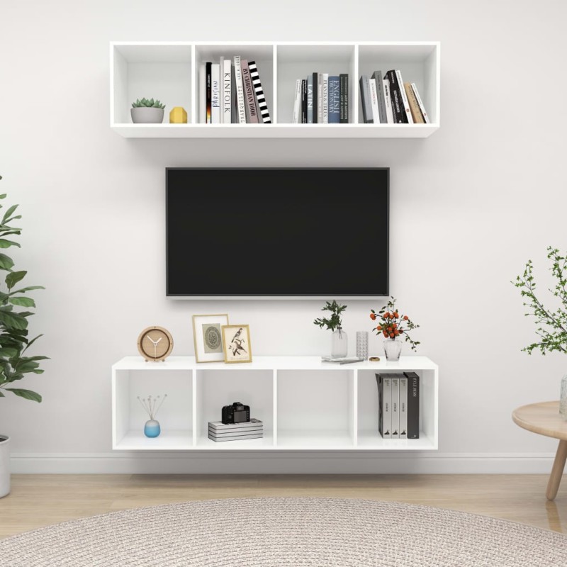 vidaXL TV-Wandschränke 2 Stk. Weiß Holzwerkstoff vidaXL TV-Wandschränke 2 Stk. Weiß Holzwerkstoff