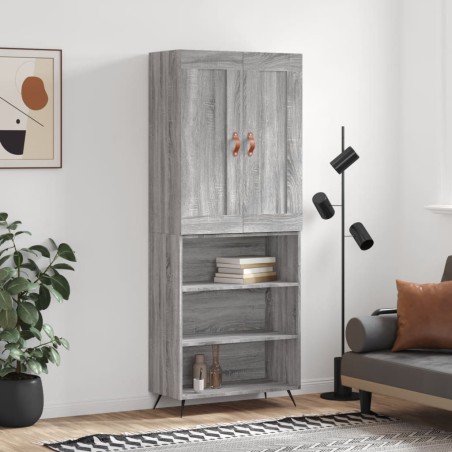 Highboard Grau Sonoma 69,5x34x180 cm Holzwerkstoff