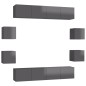 8-tlg. TV-Schrank-Set Hochglanz-Grau Holzwerkstoff 8-tlg. TV-Schrank-Set Hochglanz-Grau Holzwerkstoff