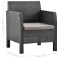 3-tlg. Garten-Lounge-Set mit Kissen PP Rattan Anthrazit 3-tlg. Garten-Lounge-Set mit Kissen PP Rattan Anthrazit