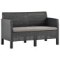 vidaXL 3-tlg. Garten-Lounge-Set mit Kissen PP Rattan Anthrazit vidaXL 3-tlg. Garten-Lounge-Set mit Kissen PP Rattan Anthrazit