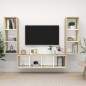 3-tlg. TV-Schrank-Set Weiß Sonoma-Eiche Holzwerkstoff 3-tlg. TV-Schrank-Set Weiß Sonoma-Eiche Holzwerkstoff