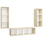 3-tlg. TV-Schrank-Set Weiß Sonoma-Eiche Holzwerkstoff 3-tlg. TV-Schrank-Set Weiß Sonoma-Eiche Holzwerkstoff
