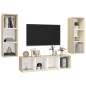 3-tlg. TV-Schrank-Set Weiß Sonoma-Eiche Holzwerkstoff 3-tlg. TV-Schrank-Set Weiß Sonoma-Eiche Holzwerkstoff