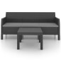 2-tlg. Garten-Lounge-Set mit Kissen PP Rattan Anthrazit 2-tlg. Garten-Lounge-Set mit Kissen PP Rattan Anthrazit