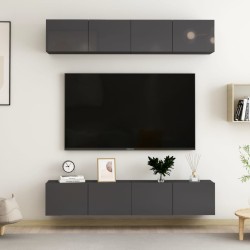 TV-Schränke 4 Stk. Hochglanz-Grau 80x30x30 cm Holzwerkstoff