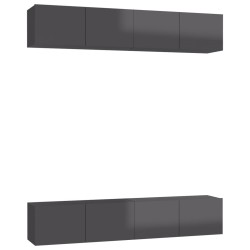 TV-Schränke 4 Stk. Hochglanz-Grau 80x30x30 cm Holzwerkstoff