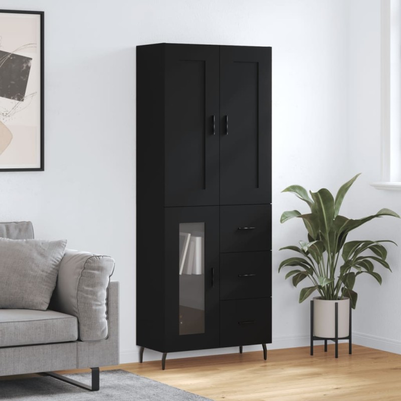vidaXL Highboard Schwarz 69,5x34x180 cm Holzwerkstoff vidaXL Highboard Schwarz 69,5x34x180 cm Holzwerkstoff