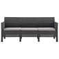 vidaXL 3-tlg. Garten-Lounge-Set mit Kissen PP Rattan Anthrazit