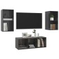 3-tlg. TV-Schrank-Set Hochglanz-Grau Holzwerkstoff 3-tlg. TV-Schrank-Set Hochglanz-Grau Holzwerkstoff