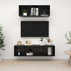 vidaXL 2-tlg. TV-Schrank-Set Hochglanz-Schwarz Holzwerkstoff