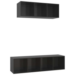 vidaXL 2-tlg. TV-Schrank-Set Hochglanz-Schwarz Holzwerkstoff