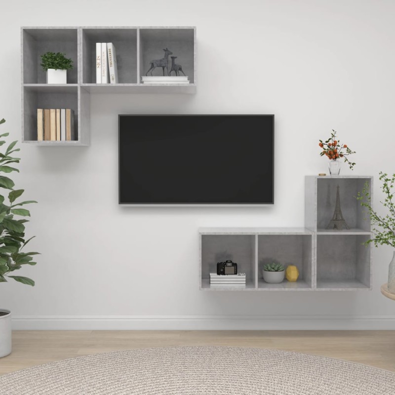 vidaXL TV-Wandschränke 4 Stk. Betongrau Holzwerkstoff vidaXL TV-Wandschränke 4 Stk. Betongrau Holzwerkstoff