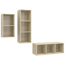 vidaXL 3-tlg. TV-Schrank-Set Sonoma-Eiche Holzwerkstoff