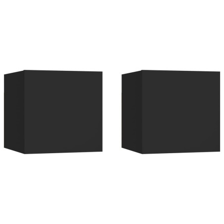 Nachttische 2 Stk. Schwarz 30,5x30x30 cm Holzwerkstoff