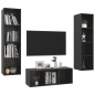3-tlg. TV-Schrank-Set Hochglanz-Schwarz Holzwerkstoff 3-tlg. TV-Schrank-Set Hochglanz-Schwarz Holzwerkstoff