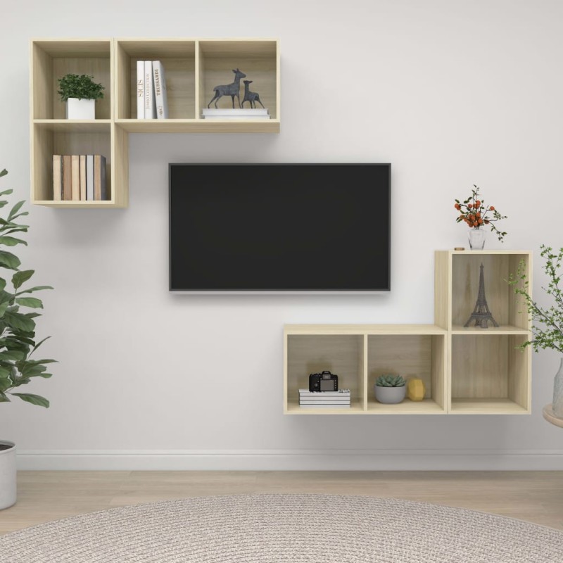 TV-Wandschränke 4 Stk. Sonoma-Eiche Holzwerkstoff TV-Wandschränke 4 Stk. Sonoma-Eiche Holzwerkstoff