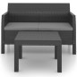 vidaXL 2-tlg. Garten-Lounge-Set mit Kissen PP Rattan Anthrazit vidaXL 2-tlg. Garten-Lounge-Set mit Kissen PP Rattan Anthrazit