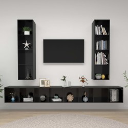 TV-Wandschränke 4 Stk. Hochglanz-Schwarz Holzwerkstoff