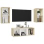 vidaXL 3-tlg. TV-Schrank-Set Weiß Sonoma-Eiche Holzwerkstoff vidaXL 3-tlg. TV-Schrank-Set Weiß Sonoma-Eiche Holzwerkstoff