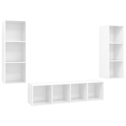 3-tlg. TV-Schrank-Set Hochglanz-Weiß Holzwerkstoff