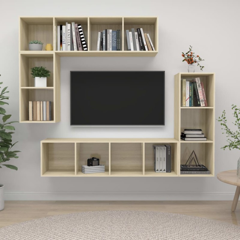 4-tlg. TV-Schrank-Set Sonoma-Eiche Holzwerkstoff 4-tlg. TV-Schrank-Set Sonoma-Eiche Holzwerkstoff