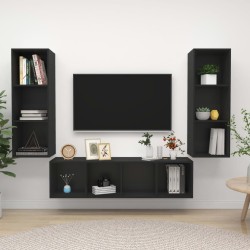 3-tlg. TV-Schrank-Set Schwarz Holzwerkstoff