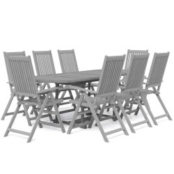 vidaXL 9-tlg. Garten-Essgruppe Massivholz Akazie