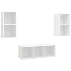 vidaXL 3-tlg. TV-Schrank-Set Weiß Holzwerkstoff
