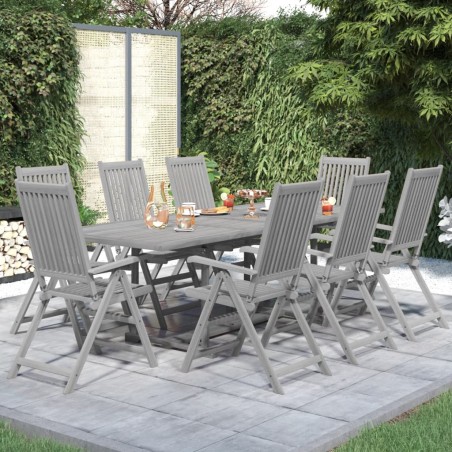 vidaXL 9-tlg. Garten-Essgruppe Massivholz Akazie