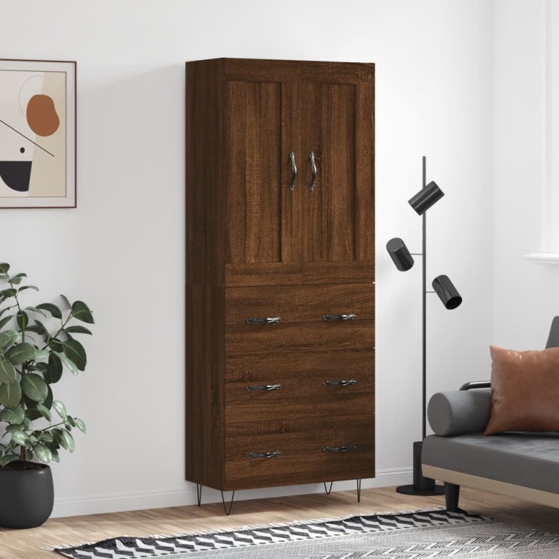 Highboard Braun Eichen-Optik 69,5x34x180 cm Holzwerkstoff Highboard Braun Eichen-Optik 69,5x34x180 cm Holzwerkstoff