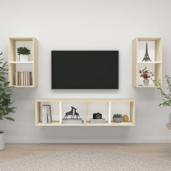 TV-Wandschränke 4 Stk. Weiß Sonoma-Eiche Holzwerkstoff
