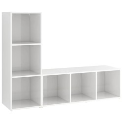 vidaXL TV-Schränke 2 Stk. Hochglanz-Weiß 107x35x37 cm Holzwerkstoff