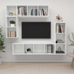4-tlg. TV-Schrank-Set Hochglanz-Weiß Holzwerkstoff