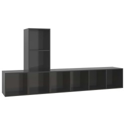 3-tlg. TV-Schrank-Set Hochglanz-Grau Holzwerkstoff