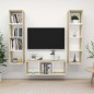 3-tlg. TV-Schrank-Set Weiß Sonoma-Eiche Holzwerkstoff 3-tlg. TV-Schrank-Set Weiß Sonoma-Eiche Holzwerkstoff