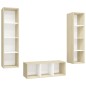 3-tlg. TV-Schrank-Set Weiß Sonoma-Eiche Holzwerkstoff 3-tlg. TV-Schrank-Set Weiß Sonoma-Eiche Holzwerkstoff