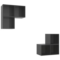4-tlg. TV-Schrank-Set Hochglanz-Grau Holzwerkstoff
