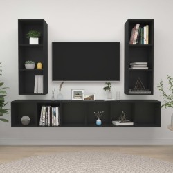 TV-Wandschränke 4 Stk. Schwarz Holzwerkstoff