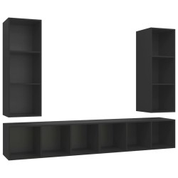 TV-Wandschränke 4 Stk. Schwarz Holzwerkstoff