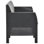 3-tlg. Garten-Lounge-Set mit Kissen PP Rattan Anthrazit 3-tlg. Garten-Lounge-Set mit Kissen PP Rattan Anthrazit