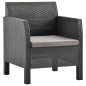 3-tlg. Garten-Lounge-Set mit Kissen PP Rattan Anthrazit 3-tlg. Garten-Lounge-Set mit Kissen PP Rattan Anthrazit