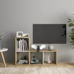 TV-Schränke 2 Stk. Weiß Sonoma-Eiche 72x35x36,5cm Holzwerkstoff