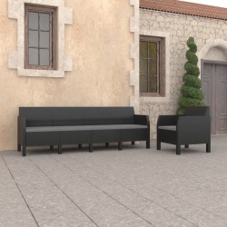 vidaXL 2-tlg. Garten-Lounge-Set mit Kissen PP Rattan Anthrazit
