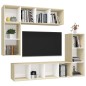 4-tlg. TV-Schrank-Set Weiß Sonoma-Eiche Holzwerkstoff 4-tlg. TV-Schrank-Set Weiß Sonoma-Eiche Holzwerkstoff