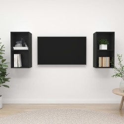 TV-Wandschränke 2 Stk. Schwarz Holzwerkstoff