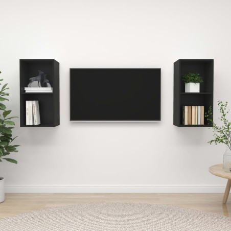 TV-Wandschränke 2 Stk. Schwarz Holzwerkstoff