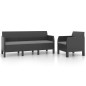 2-tlg. Garten-Lounge-Set mit Kissen PP Rattan Anthrazit 2-tlg. Garten-Lounge-Set mit Kissen PP Rattan Anthrazit