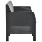 2-tlg. Garten-Lounge-Set mit Kissen PP Rattan Anthrazit 2-tlg. Garten-Lounge-Set mit Kissen PP Rattan Anthrazit