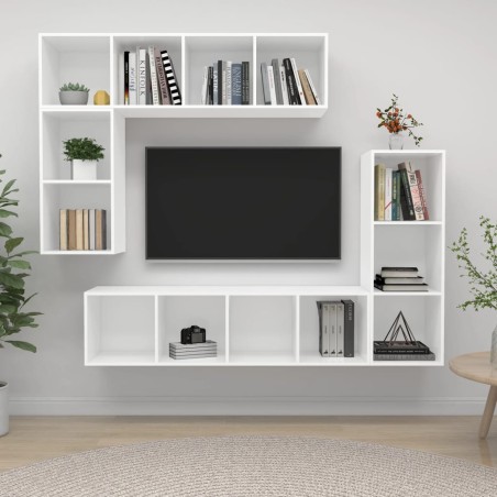 4-tlg. TV-Schrank-Set Weiß Holzwerkstoff